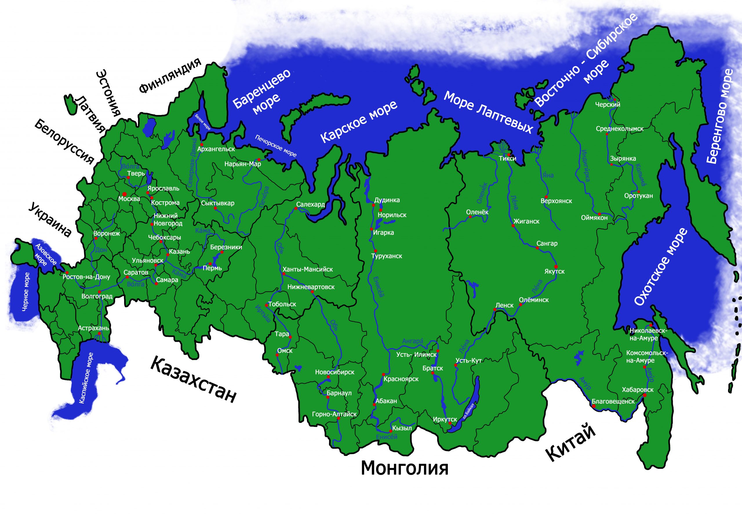 Крупные и средние реки россии